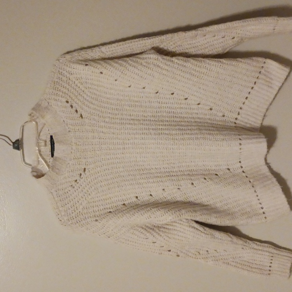 American Eagle Textured Cream Crew Neck Sweater